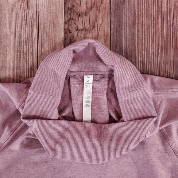 Lululemon Womens Size 10 High Lines Pullover Heathered Vintage Mauve Cowl Neck - Picture 6 of 15